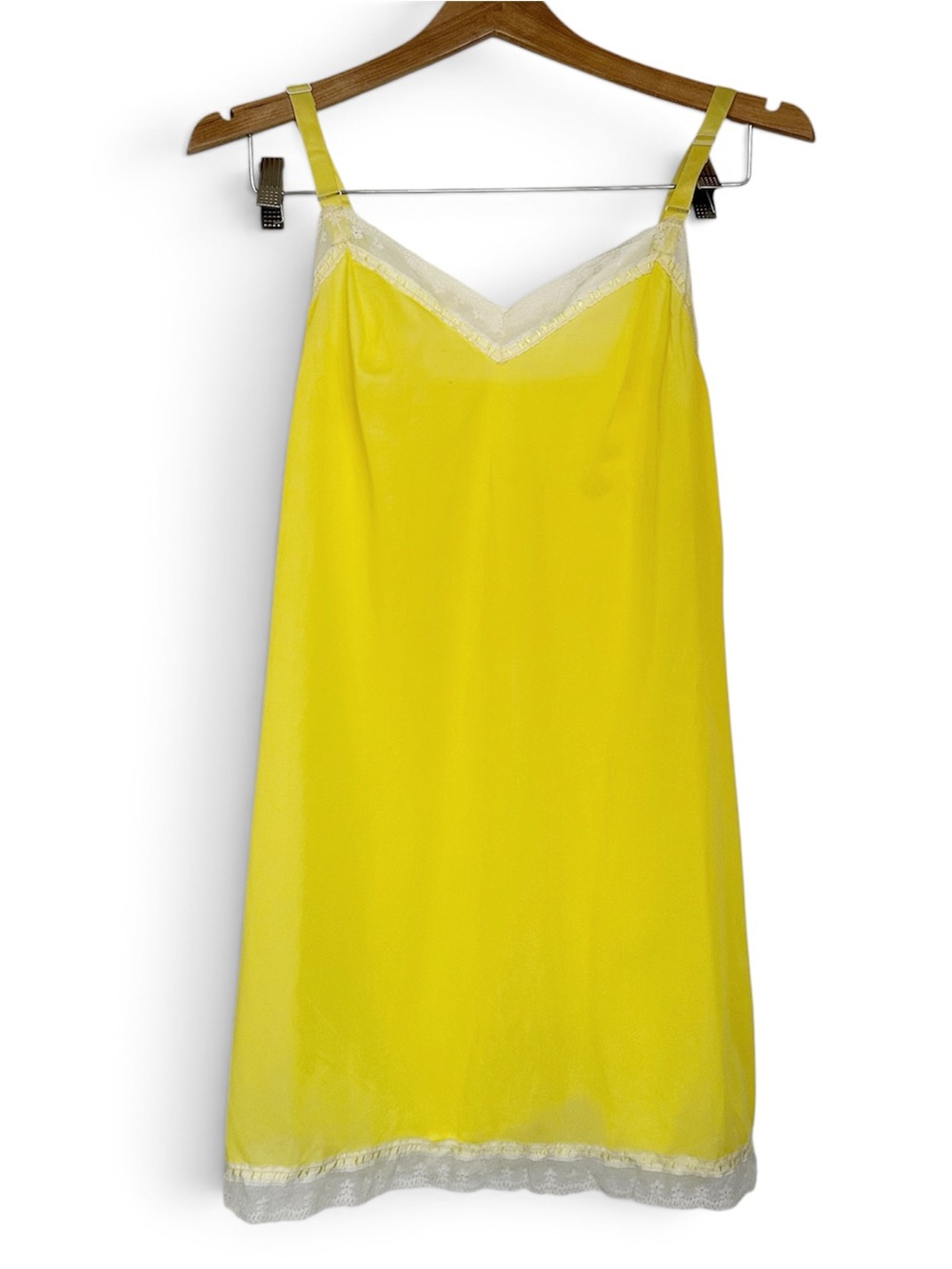 Ladies Yellow Lace-Trim Slip Dress - Women's Intimates